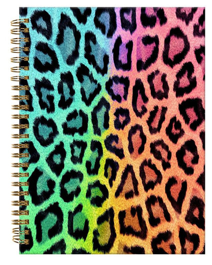 Spiral Journal Notebook,A5 Hardcover Lined Journals for Women Girl 6 x 8.3 in,120 Pages Thick Paper,Cute College Ruled Writing Notebook for Gifts Office Work School(Leopard Rainbow) - color: Leopard Rainbow