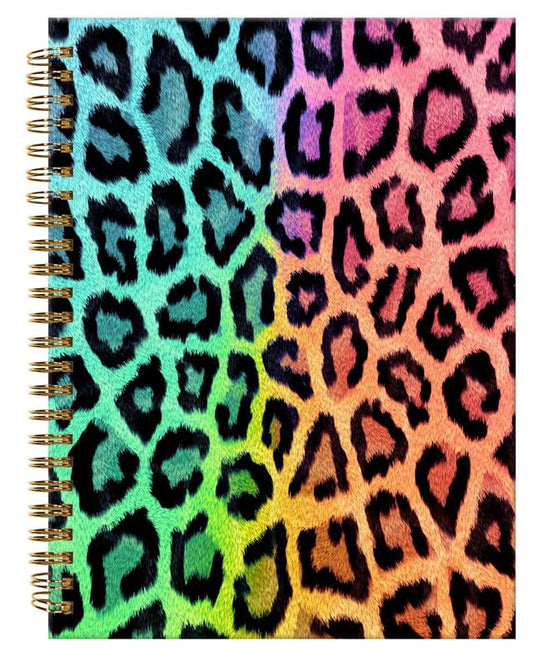 Spiral Journal Notebook,A5 Hardcover Lined Journals for Women Girl 6 x 8.3 in,120 Pages Thick Paper,Cute College Ruled Writing Notebook for Gifts Office Work School(Leopard Rainbow) - color: Leopard Rainbow