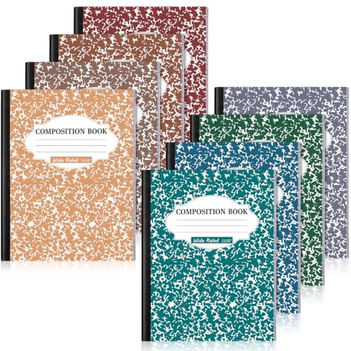Colarr 8 Pack Composition Notebook 9.75 x 7.5 Inch Wide Ruled Marble Paper Composition Books Assorted Fun Colors Office School Notebook, Hard Cover, Sturdy Sewn Binding (Business Color) - color: Business Color