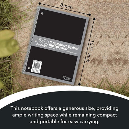 three leaf WIDE RULED 8" x 10 1/2" SPIRAL NOTEBOOK (Pack of 12, Wide Ruled) - color: Wide Ruled, size: Pack of 12