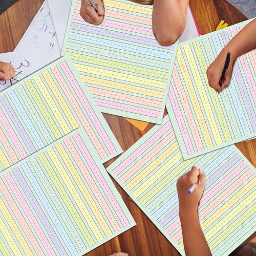90 Sheets Ruled Writing Paper 8.5x11In Multi-Color Handwriting Paper Double-Sided Skip-A-Line Ruled Writing Practice Paper with 0.5" for Educational Kindergarten Primary Kid Toddler Child