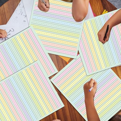 90 Sheets Ruled Writing Paper 8.5x11In Multi-Color Handwriting Paper Double-Sided Skip-A-Line Ruled Writing Practice Paper with 0.5" for Educational Kindergarten Primary Kid Toddler Child