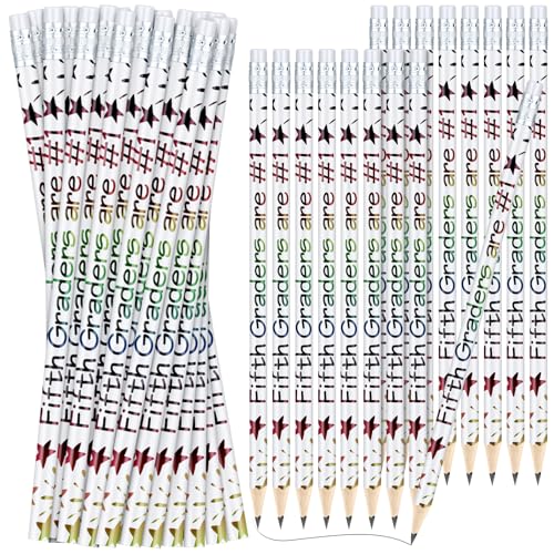 Tenceur 48 Pcs 5th Graders Pencils Bulk Motivational Pencils with Erasers Inspirational Pencil with Back to School Supplies for Kids Student Teacher Classroom Reward - style: 5th Graders