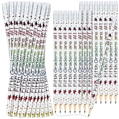 Tenceur 48 Pcs 5th Graders Pencils Bulk Motivational Pencils with Erasers Inspirational Pencil with Back to School Supplies for Kids Student Teacher Classroom Reward - style: 5th Graders