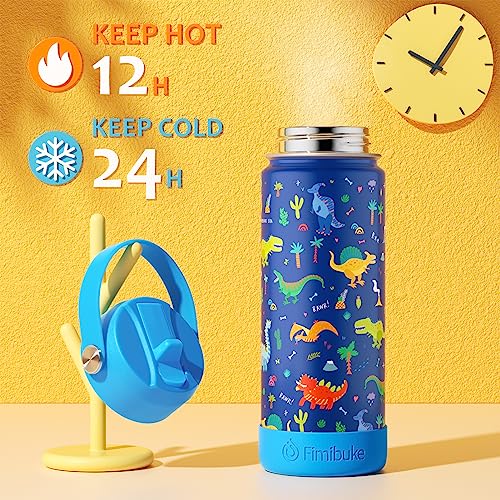 Fimibuke Kids Insulated Water Bottle, 18oz BPA FREE 18/8 Stainless Steel Kids Cup with Straw Travel Tumbler Double Wall Vacuum Leak Proof Toddler Water Bottle for School Boys Girls(1 Pack, Trucks) - color: A3. Construction Trucks