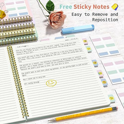 Umriox 4 Pack Lined Spiral Journal Notebook, 160 Pages 8.5" x 11" College Ruled Spiral Notebook with Sticky Tabs, Large Notebook for Work, Travel Journal, School - size: 8.5 x 11 in, style: Ruled