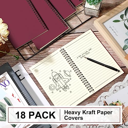 Yahenda 18 Pcs Spiral Notebooks Bulk, A5 8.3 x 5.5 Inch College Ruled Lined Notebooks, 100 Pages Soft Cover Journals for Students Classroom Office Back to School Supplies (Wine Red) - color: Wine Red