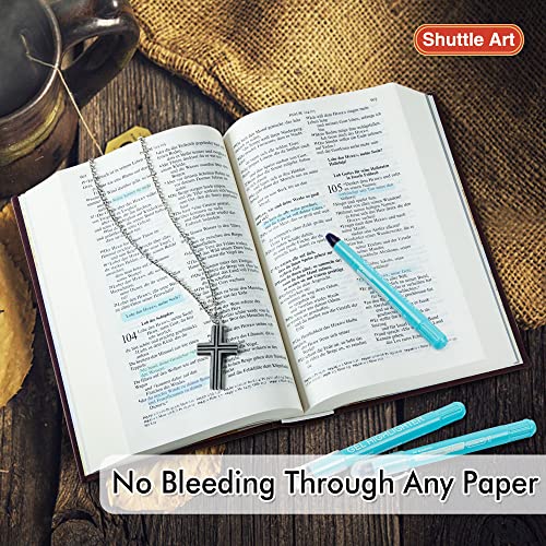 Shuttle Art 5 Pack Blue Gel Highlighters,Bible Highlighters,No Bleed Through, Bible Journaling Supplies,Great for Journaling, Highlighting and Studying - color: Blue