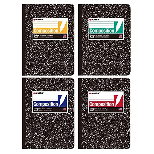 KAISA Composition Notebooks With Lined Paper, College Ruled 9-3/4" x 7-1/2" Comp Books Writing Journals Notebook, 4pads, C10001C - color: 4pad, size: college