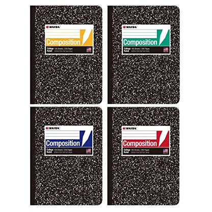 KAISA Composition Notebooks With Lined Paper, College Ruled 9-3/4" x 7-1/2" Comp Books Writing Journals Notebook, 4pads, C10001C - color: 4pad, size: college
