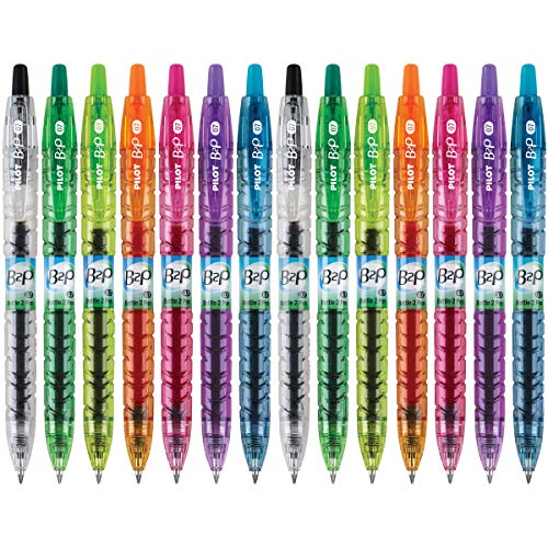 Pilot B2P Colors - Bottle to Pen Refillable & Retractable Rolling Ball Gel Pens Made From Recycled Bottles, Fine Point, Assorted Color G2 Inks, 0.7mm, 14-Pack - size: 14 Count (Pack of 1)
