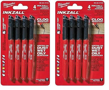 Milwaukee 48-22-3104 Inkzall Point Marker, Fine, Black, 4 Count, (Pack of 2) - size: 1 Count (Pack of 2)