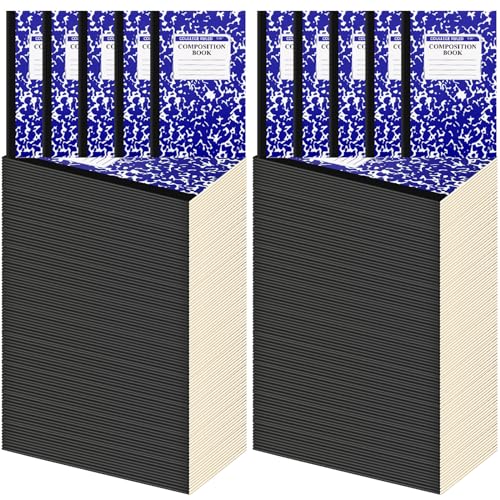Fainne 100 Pack A5 Composition Notebooks Bulk College Ruled Composition Notebooks Marble Covers Notebook for Student Classroom Office Supplies 30 Sheet/60 Page(Dark Blue) - color: Dark Blue