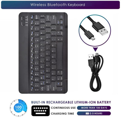 DETUOSI Universal 10 inch Wireless Keyboard, (0.23 inch) Ultrathin Slim Lightweight Travel Portable, 10.1" Multi-Device Wireless Keyboard for iOS/Android/Windows Tablet, Computer, Smart Phone #Black - color: Black