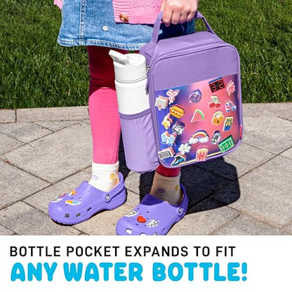 Fit & Fresh Lunch Box For Kids, Boys & Girls, School, Camp, Insulated Bag With Shoe Charm Slots For Personalization, Holographic Purple - color: Holographic Purple