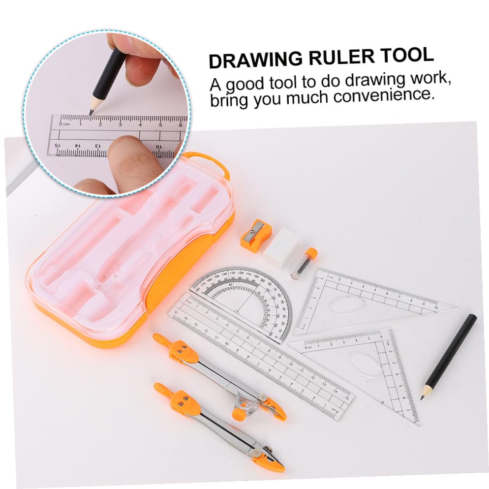 MAGICLULU Metal Drawing Compass Set for Students, 10pcs Geometry Drawing Kit with Math Rulers and Compasses, Sturdy Metal Material, Suitable for School Exams and Drafting Random Color