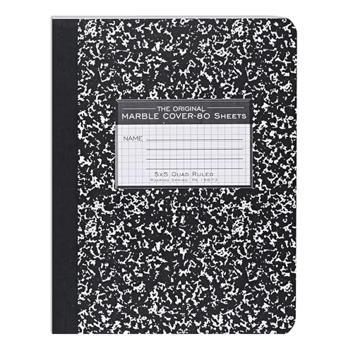 ROARING SPRING Hard Cover Composition Notebook, Black Marble Comp Book, 9.75″ x 7.5″, 5x5 Grid Graph Ruled, 80 Sheets (160 Pages), Made in USA - size: Grid Graph Ruled (5x5), 80 Sheets/160 Pages, style: 1 Comp Book