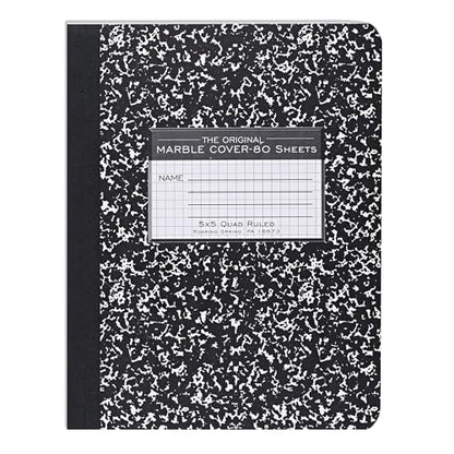 ROARING SPRING Hard Cover Composition Notebook, Black Marble Comp Book, 9.75″ x 7.5″, 5x5 Grid Graph Ruled, 80 Sheets (160 Pages), Made in USA - size: Grid Graph Ruled (5x5), 80 Sheets/160 Pages, style: 1 Comp Book