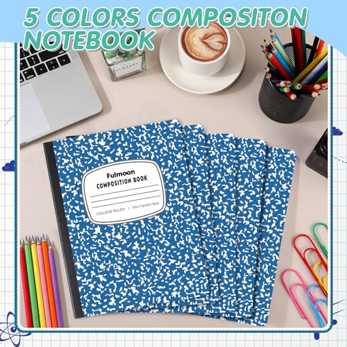 Fulmoon 48 Pcs Composition Notebook College Ruled Hard Cover Notebook 60 Sheets/120 Pages for School College Journal Writing Programs Art Recipes 9.75 x 7.5 Inch, Blue