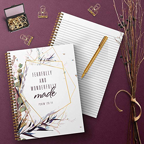 Gotcha Covered Notebooks Softcover Wonderfully Made 8.5" x 11" Religious Spiral Notebook/Journal, 120 College Ruled Pages, Durable Gloss Laminated Cover, Gold Wire-o Spiral. Made in the USA - color: Wonderfully Made