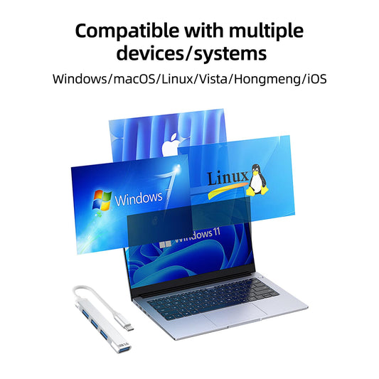 USB C to USB Hub Multiport Adapter, Aluminum 4 Ports USB C Splitter for Laptop, Slim Thunderbolt 3/4 Data USB Hub Compatible for MacBook Pro/Air, iPad Pro, Dell, Chromebook | Keyboard, Mouse, HDD