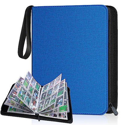 900 Pockets Card Binder, Trading Card Album Display Holder, PU Cover Zip Binder for Cards, Durable Card Holder Album for TCG Game Cards and Sports Cards - color: Navy Blue