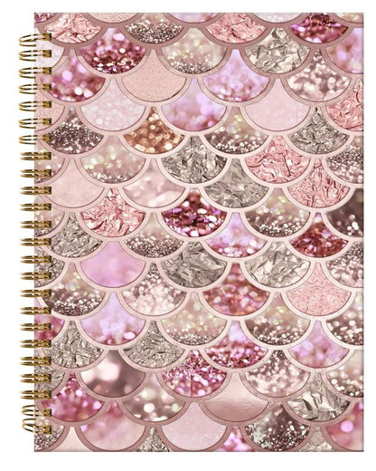 Spiral Journal Notebook,A5 Hardcover Lined Journals for Women Girl 6 x 8.3 in,120 Pages Thick Paper,Cute College Ruled Writing Notebook for Gifts Office Work School(Rose Gold Mermaid Scales) - color: Rose Gold Mermaid Scales