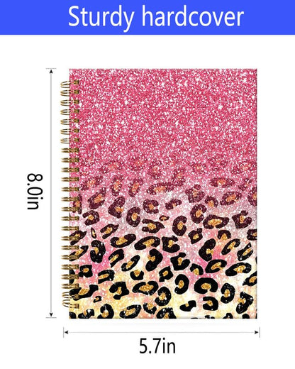 Spiral Journal Notebook,A5 Hardcover Lined Journals for Women Girl 6 x 8.3 in,120 Pages Thick Paper,Cute College Ruled Writing Notebook for Gifts Office Work School(Luxury Pink Leopard) - color: Luxury Pink Leopard