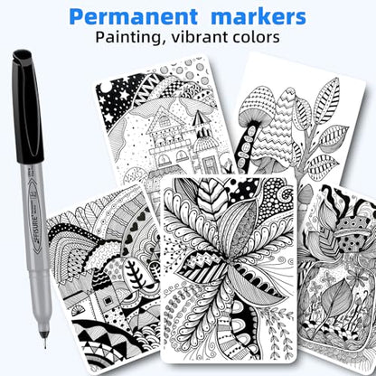 Permanent Markers, Ultra Fine Point,Black,100 Count, 0.4mm, Fine tippermanent marker set, quick dry,waterproof, fading resists, durable,marks on paper, glass, ceramic, plasticwood, rock, metal - size: 1 Count (Pack of Ultra Fine Point 100)