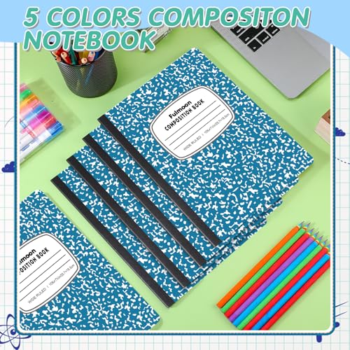 Fulmoon 48 Pcs Composition Notebook Bulk Wide Ruled Hard Cover Notebook 30 Sheets/60 Pages for School College Journal Writing Programs Art Recipes 10.12 x 7.2 Inch, Blue - color: Blue, style: Wide Ruled