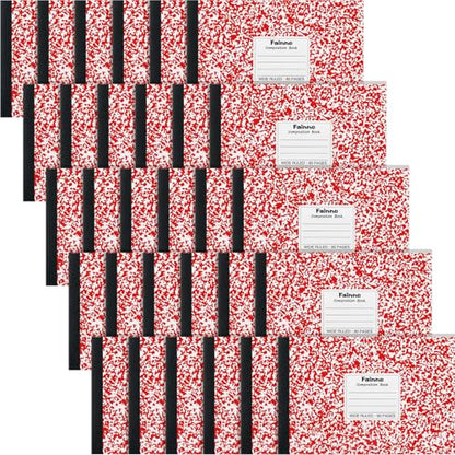 Fainne 30 Pack Composition Notebooks Half Size 4-7/8 x 7-1/2 Inches Wide Ruled Half Page Composition Notebook for Journal School Classroom Supplies 40 Sheet(Red,Snowflake Style) - color: Red, style: Snowflake Style