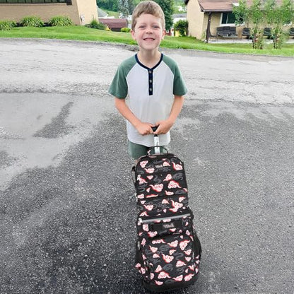 Tilami Rolling Backpack & Lunch bag for Kids 19 Inch Wheeled Bookbag for Boys & Girls for School & Travel,Clouds Black - color: Clouds Black