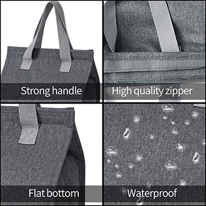 2pcs Grey Lunch Bag Insulated, Lunch Box Bag, Reusable Lunch Tote Bag | small lunch tote,tasty food lunch bag,small cooler bag,Lunch Box Container Bag Insulated for Women, Men, Work, Office, Travel - color: Gray