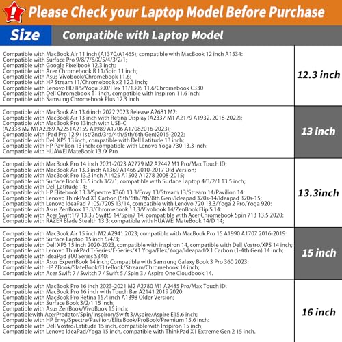 Puffy Quilted Laptop Sleeve with a Removable Shoulder Strap Compatible with MacBook Air 15 inch M2 A2941 2023/Pro 15 A1990 A1707, 15 Surface Laptop 5/4/3,Dell XPS 15,HP Stream 14 inch - color: Sleeve - Blackish Green, size: 15 inch