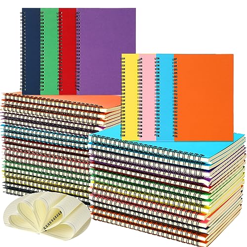 Yeaqee 60 Pack Spiral Notebooks Bulk, College Ruled 8.5 x 5.5 inch Small Spiral Notebooks 50 Sheets, Hardcover Writing Journals for Back to School Supplies, Classroom, Students, Teachers