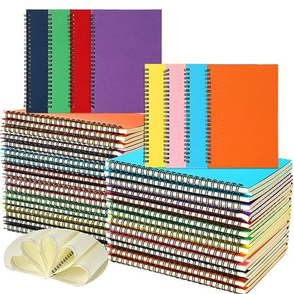 Yeaqee 60 Pack Spiral Notebooks Bulk, College Ruled 8.5 x 5.5 inch Small Spiral Notebooks 50 Sheets, Hardcover Writing Journals for Back to School Supplies, Classroom, Students, Teachers
