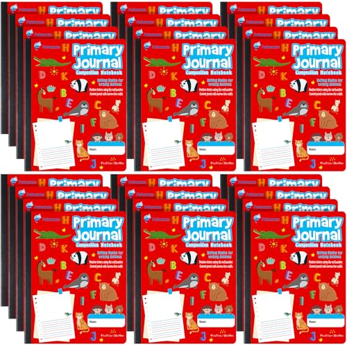 Fulmoon 24 Pcs Primary Composition Notebook K-2 with Picture Space Primary Journal Grades K-2 Draw and Write Journal Composition Book for Preschool Classroom, 80 Sheet (Red) - color: Red