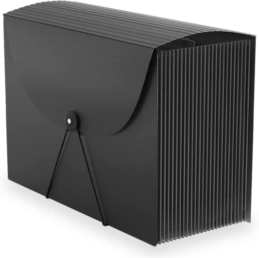Expanding File Folders Accordian File Organizer with 24 Pockets,Accordion Document Folder Letter Size,Expandable Filing Box,Bill,Receipt and Paper Organizer Storage Boxes,Light-Duty,Choice of Portable - color: Black