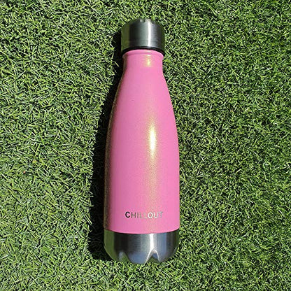CHILLOUT LIFE 12oz Kids Insulated Stainless Steel Water Bottle, Leak Proof | Small Metal Water Bottle, Keeps Drinks Cold 24H & Hot 12H, Leak-Proof Screw Lid, Perfect for School, Travel & Sports - color: Pink Sparkle