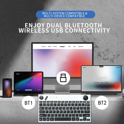 JOMAA 78 Keys Dual Mode Wireless Trackball Keyboard, Bluetooth 5.0 & 2.4G Wireless Keyboard with 19mm Trackball for Windows Mac iOS Android Computer Tablet Desktop