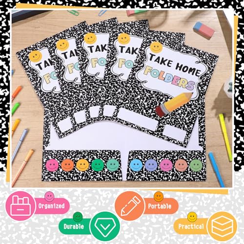Colarr 24 Pcs Take Home Folders Bulk for Student Back to School Homework Folders with 2 Pocket Letter Size Composition Notebook Classwork Organizer for Home Educational Supply 9.25 x 12.2 in