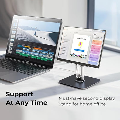 Adjustable Tablet Stand with Rotating Base & Folding Design, 360° Rotating Tablets, for iPad, Phone, Tablet, Laptop, Ergonomic Workspace, Sturdy Build