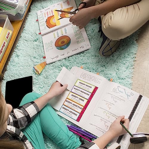 Five Star Interactive Notetaking Composition Books, 12 Pack, 1 Subject, College Ruled Paper, 11" x 8-1/2", 100 Sheets, Red, Yellow, Green, Blue, Purple, Black (38614) - size: 12 Pack