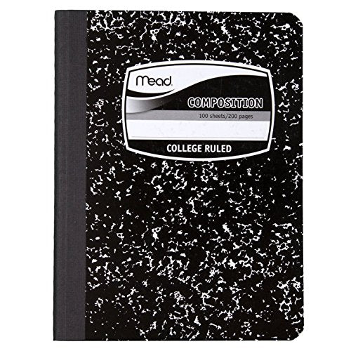 Mead Composition Books/Notebooks, College Ruled Paper, 100 Sheets, 5 Pack (72930)