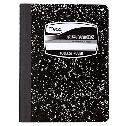 Mead Composition Books/Notebooks, College Ruled Paper, 100 Sheets, 5 Pack (72930)