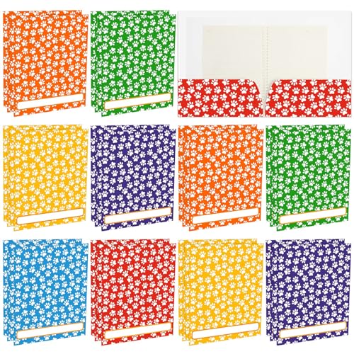 Yexiya 24 Pcs Dog Folders Paw Print Folders with Pocket Multi Colored Puppy for Breeders Paperwork Dog Pocket File for Kids Students Educational and Learning Activities Classroom (Multicolor) - color: Multicolor
