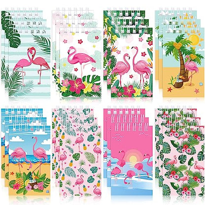 Faccito 24 Pcs Flamingo Party Favors Summer Mini Notepads Hawaii Pocket Notepads Tropical Spiral Luau Tiny Memo Notes for Birthday Party Supplies School Student Teacher Classroom Reward
