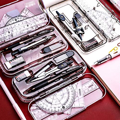 Circular Gauge Set 8 PCS Math Geometry Drawing Tools Student Supplies Metal Drafting Kits for Engineer Includes Bow Compass Eraser Rulers,Protractor Circle Gauge Set(B), 20010125