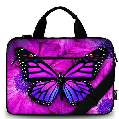 icolor Canvas 13 Inch Laptop Shoulder Case, Messenger Briefcase, Protective Carrying Bag Sleeve Fits 11.6" 12" 12.9" 13.3" Computer/Ultrabook/Notebook (Big Purple Butterfly) - color: Csh-02