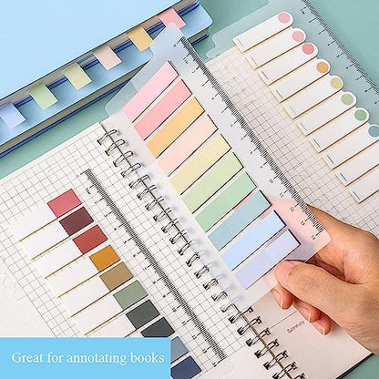 2400 Pcs Morandi Sticky Tabs, 12 Sheets Sticky Index Tabs, Book Tabs, Page Markers, Colorful Book Annotating Tabs, Page Tabs, Sticky Flags, Transparent Sticky Note Tabs, File Index Tabs with Ruler - style: 2400pcs sticky tabs